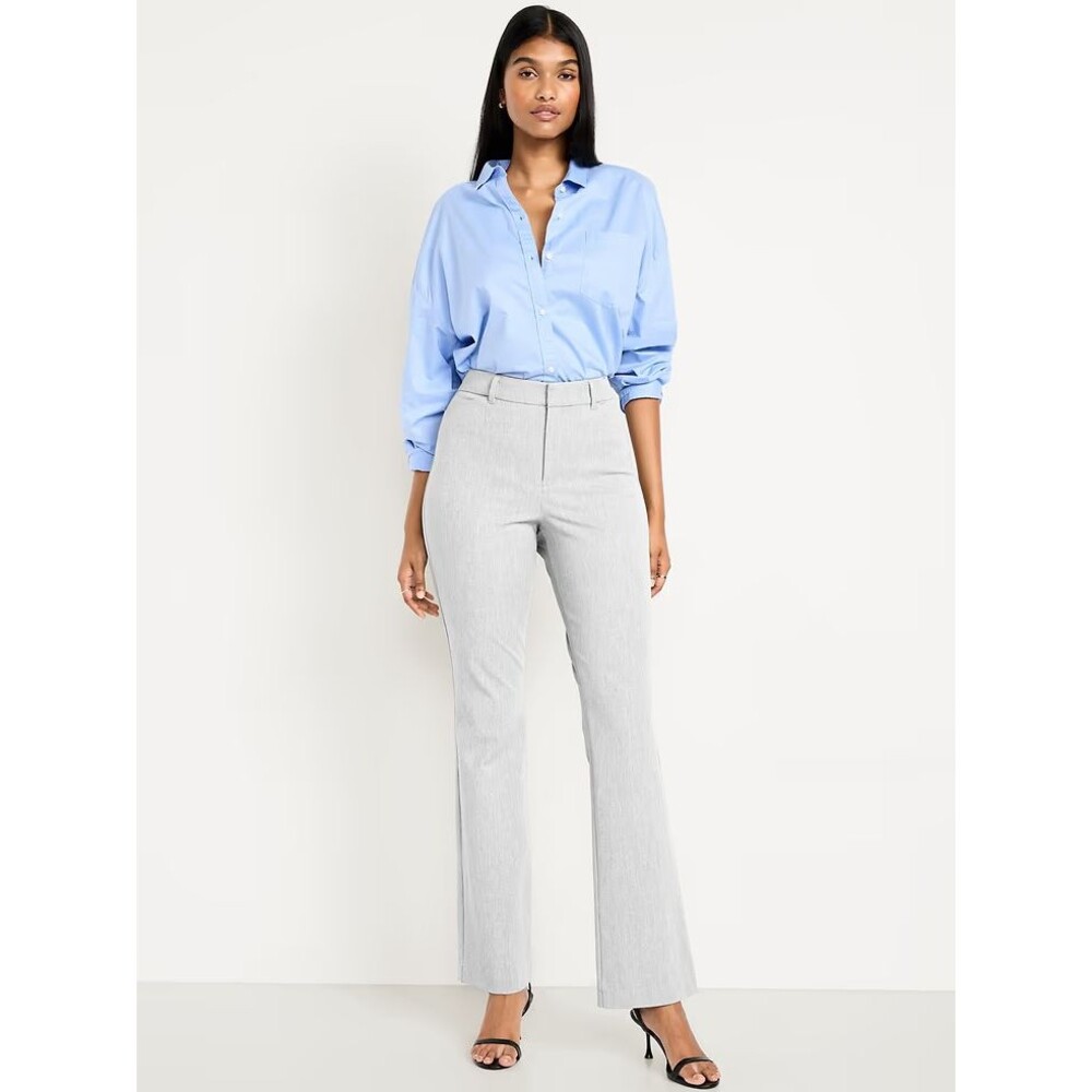 Old Navy High Rise Pixie Flare Pants Womens 16 Heather Gray Stretch Career NEW